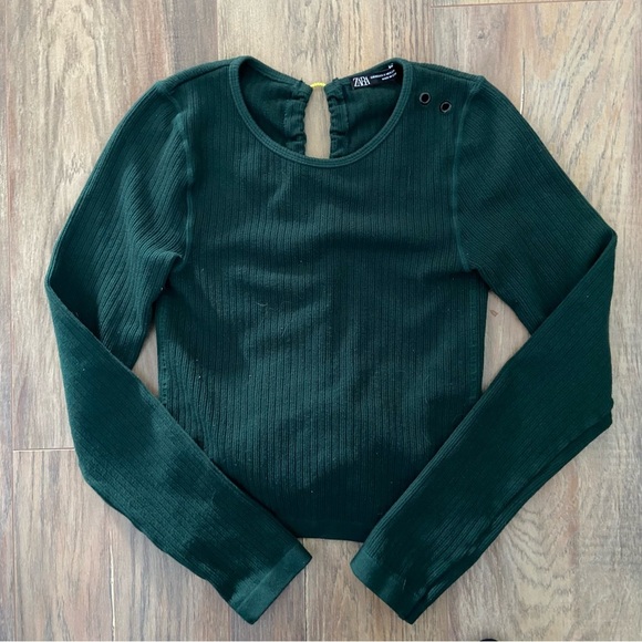 Zara Forest Green Open Back Top with Neon Yellow Tie - Picture 7 of 11